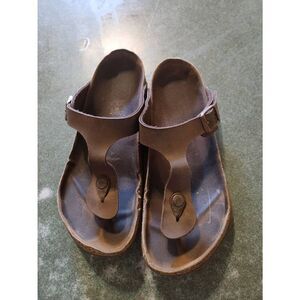 Birkenstock Gizeh Mocha Faux Vegan Leather Sandals sz 39